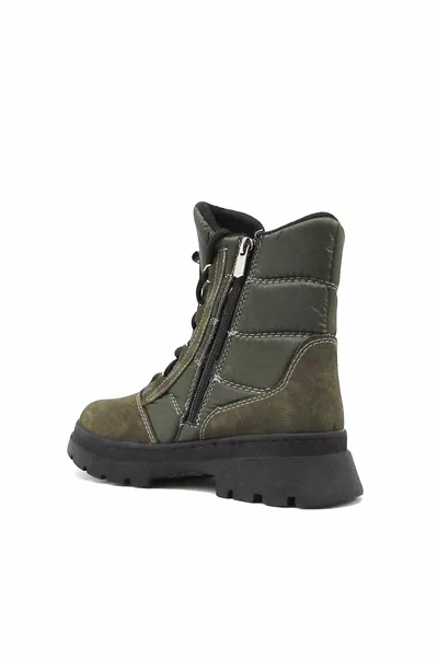 . Женские эксклюзивные зимние сапоги цвета хаки