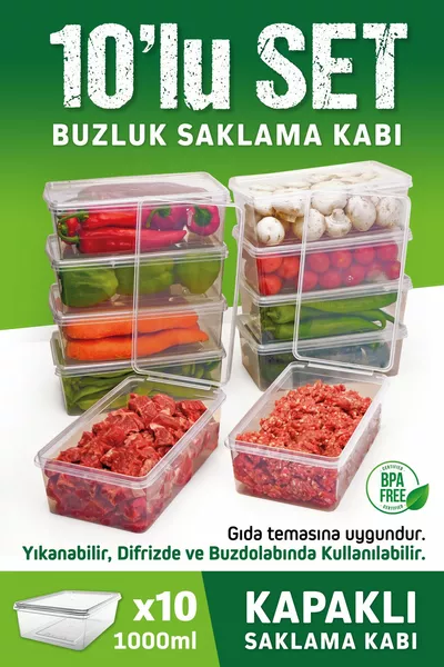  броя от 1 л. самозатварящ се органайзер за контейнери за съхранение, подходящ за дълбоко замразяване