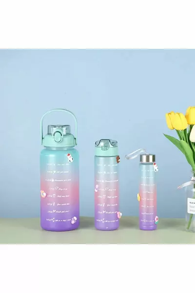 Мотивационный самогерметизирующийся герметичный набор из 3 флаконов для воды, бутылка для воды, поилка 2 л  мл  мл