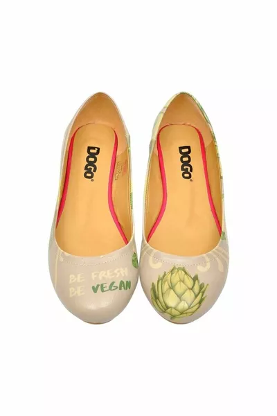 Women's Vegan Leather Beige Ballet Flats - Be Vegan Design