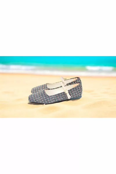 Ballerine da donna lavorate a maglia in paglia colorate