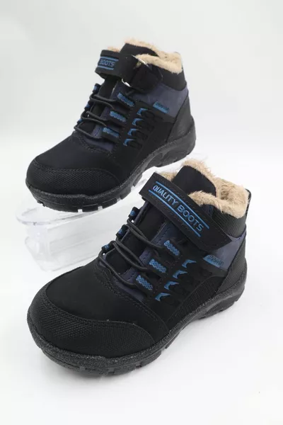 Момчешки вълнени сини черни ежедневни ботуши