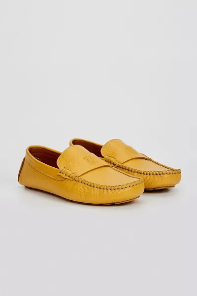 Bona Men's Yellow Floter Genuine Leather Loafer Shoes