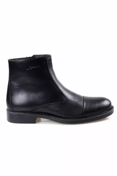  Schwarze Herren Pelzstiefel aus Leder