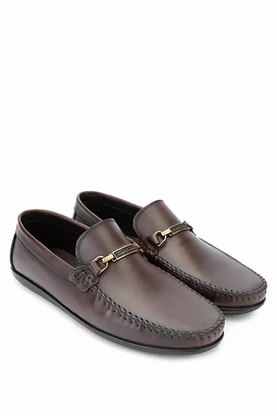 Mocassins marron en cuir véritable pour hommes