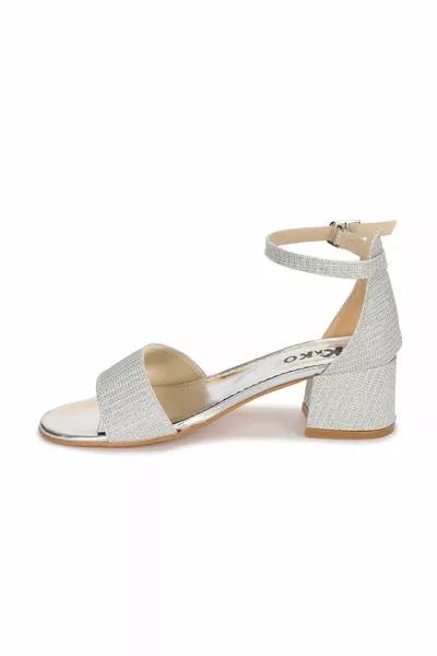 Момичета Сребърни 3 см Обувки за сандали на ток