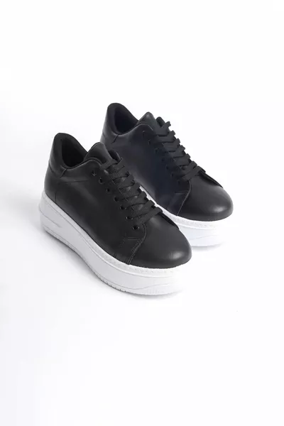 Delit Noir & Blanc Semelle Cuir Mat Femmes Sneakers