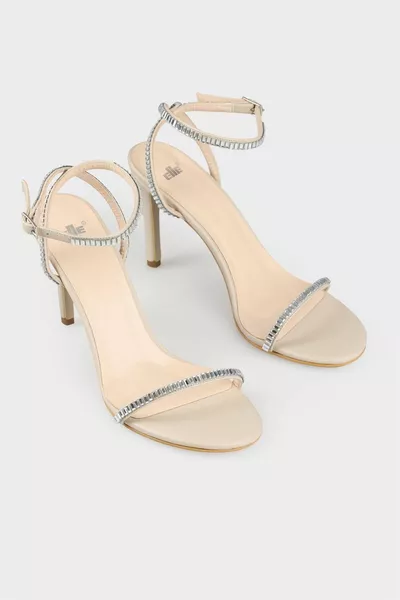 Sandali con tacco da donna beige