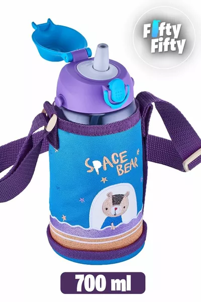  ml -Flacon d’eau Tritan de grande taille avec 2 couvercles séparés avec / sans paille