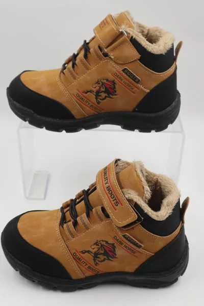Boys' Wool Yellow Black Casual Boots
