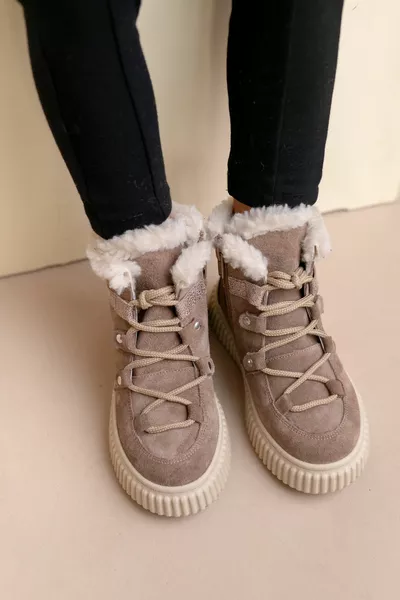 Adia Nubuck أفخم الفراء بنات الأحذية الرمال اللون