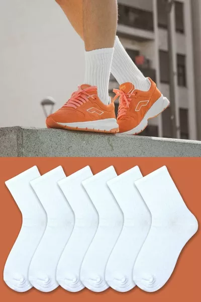 Set di 6 calzini bianchi senza motivo da tennis