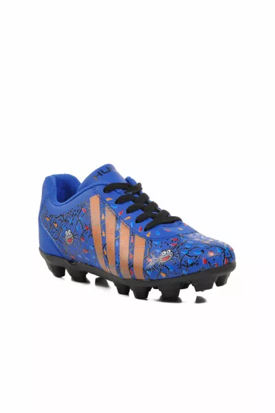 Spider Print Sax Blue Boys' Football Boots