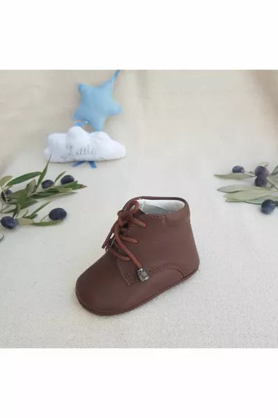 Unisex Brown First Step Boots Leather Shoes