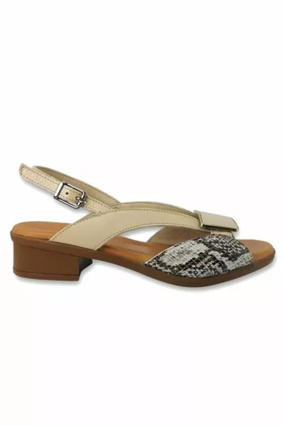  Sandali Casual in Vera Pelle-Beige