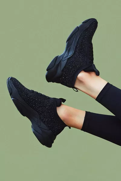 Zero Women's Black Lace-Up Stone Sneaker 