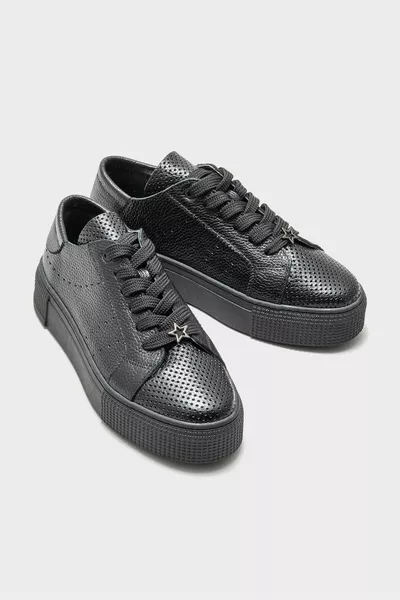 Schwarze Damen-Sneakers aus Leder