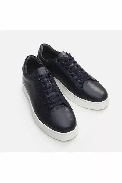 Cuir véritable Chaussures décontractées bleu marine pour hommes