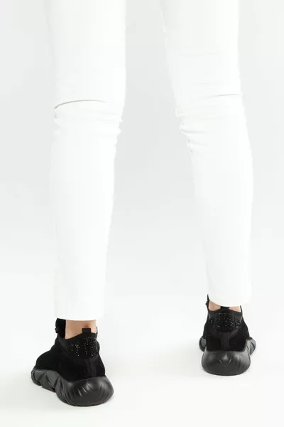 Baskets et baskets en cuir véritable pour femmes   Bn Ayk 