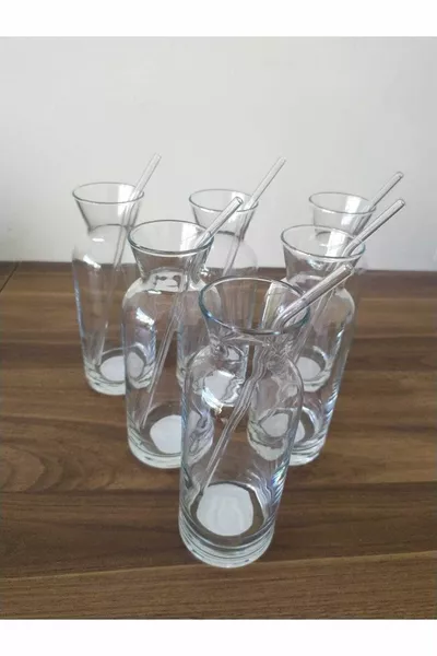 Деревенский стакан для безалкогольных напитков со стеклянной соломинкой лимонад молочная бутылка презентация графин 6 штук