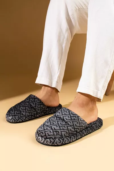 Мъжки сиви раирани домашни чехли Чехли за гости Пакет зестра Чехли на младоженеца