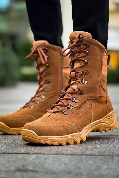  Scalatore Lace-Up Zipper Orthopedic Sole Casual Suede Men's Military Postal Boots STT Tan