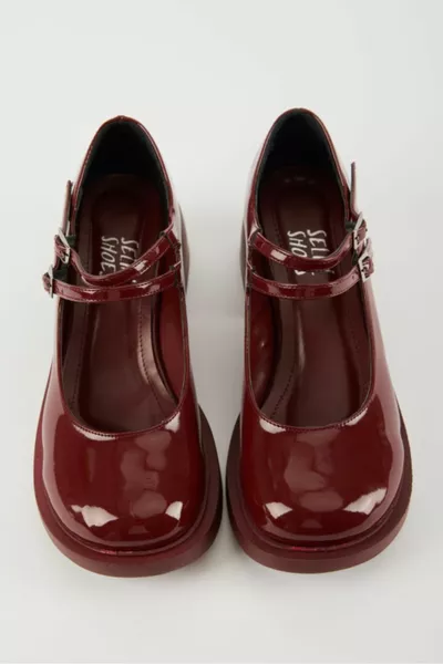 Sandy Strap Patent Leather Women's Loafer Shoes-Burgundy