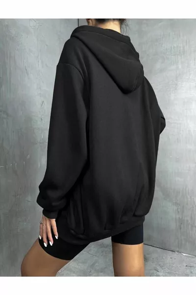 للجنسين 2ip نسيج محبوك كبير الحجم قلب مطبوع سستة أمامي