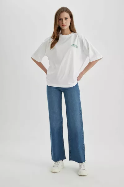 Kurzarm-T-Shirt mit Rundhalsausschnitt und Oversize-Passform SM