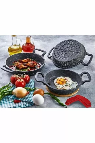 Eda -teiliges Munu-Kochgeschirr aus gegossenem Granit und Sahan-Set