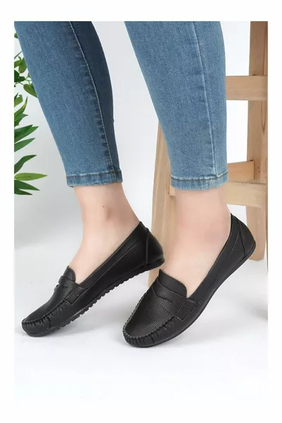 المرأة عارضة يمكن ارتداؤها الجلود الجلد خارج الباليه الشقق لينة وحيد مكتب أحذية موسمية كلاسيكية