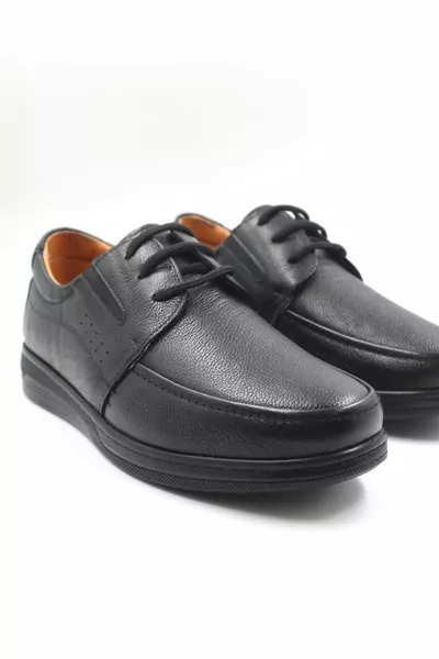 Leder Orthopädische Gelsohle Gebunden Schwarz Freizeit Herrenschuhe