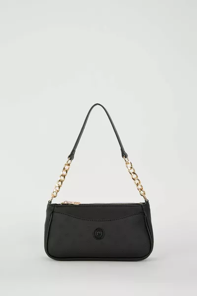 Borsa a tracolla da donna nera con stampa 