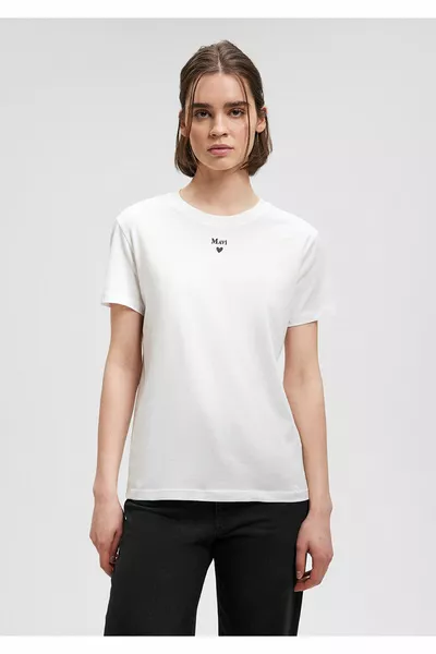 Logo Bedruckt Weißes T-Shirt Regular Fit / Normaler Schnitt 