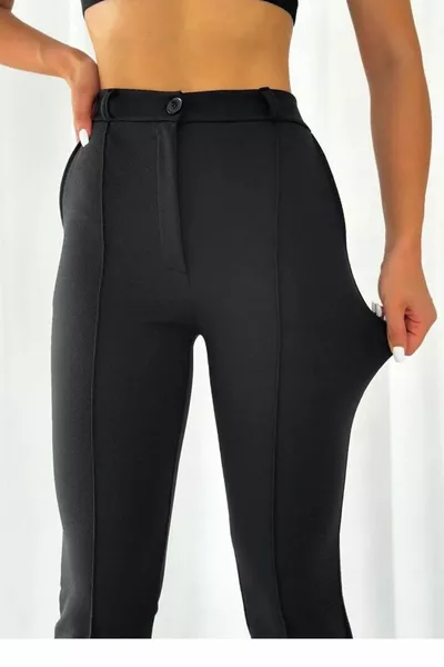 المرأة السوداء عالية الخصر بيك اب الإسبانية الساق Palazzo السراويل