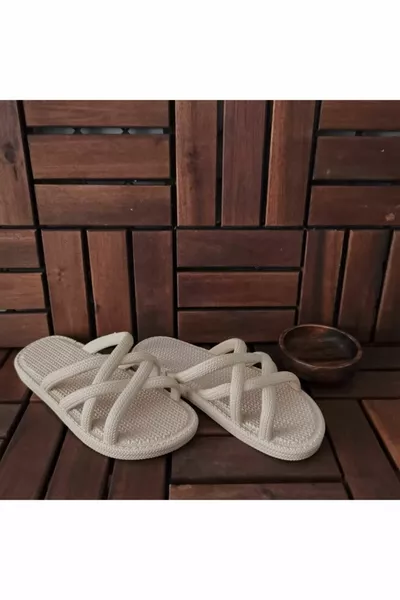 Pantofole bagnate antiscivolo crema da donna