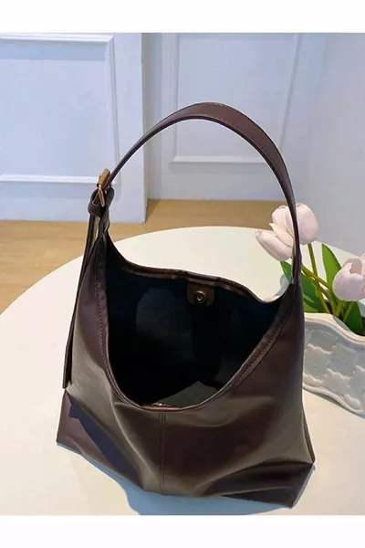 Женская кофейная сумка через плечо с качеством изготовления и мягкой искусственной кожей