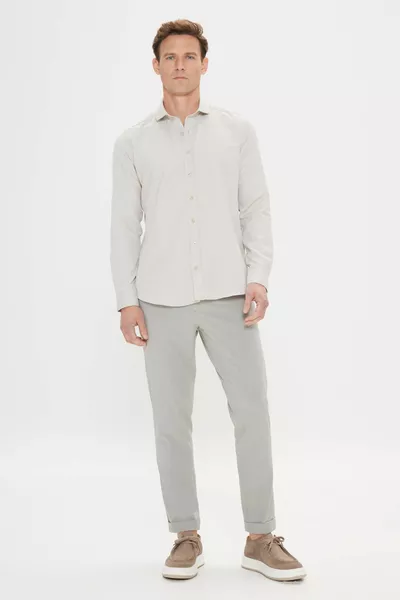 الرجال البيج سليم صالح سليم صالح الايطالية طوق دوبي قميص