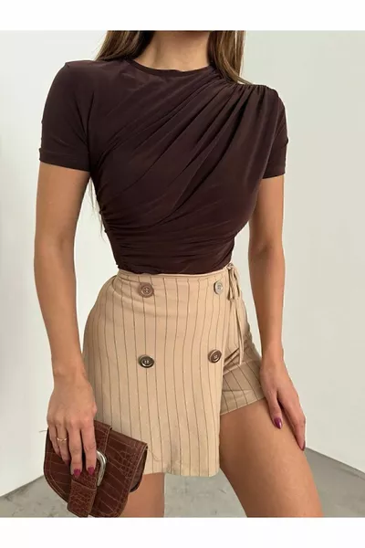 المرأة الكتف والخصر رايات الرباط بلوزة المحاصيل