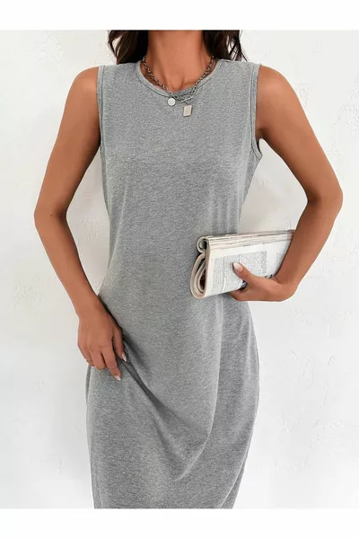 Damen Damenkleid aus gekämmter Baumwolle  cm Jupiter Grau