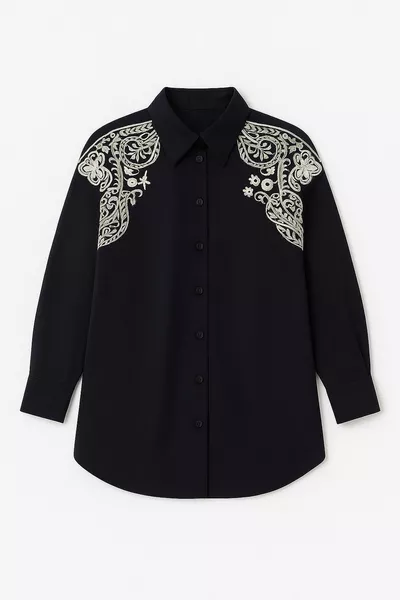 Front Embroidered Oversized Shirt
