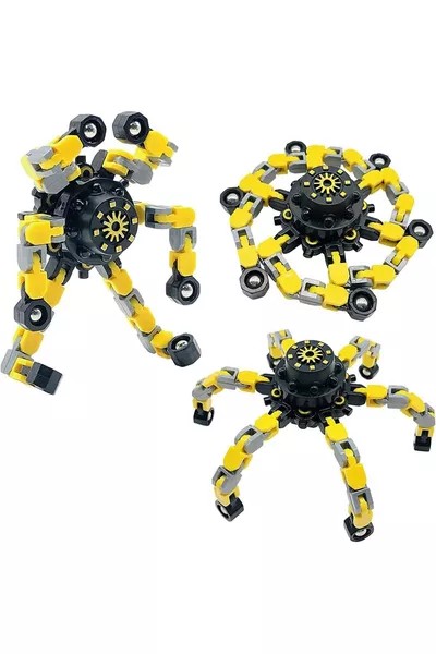 Gelber Fidget Spinner, wandelbares Kettenroboter-Spielzeug, Stressrad, 1 Stück