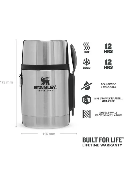 ترمس طعام مغلق بالفراغ 0 لتر من مغامرة باللون الرمادي