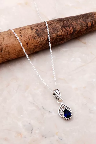 Filigree Silver Sapphire Necklace