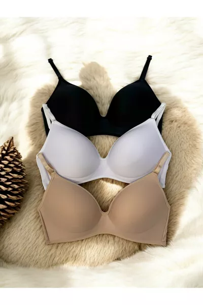 طقم صدرية نسائية لوتس بدون حشوة وبدون سلك، ثلاث قطع