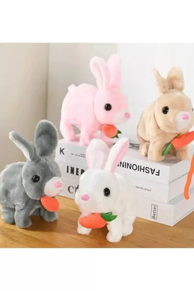 أرنب محشو بالقفز بصوت إلكتروني عام بالبطارية مع جزرة، سم