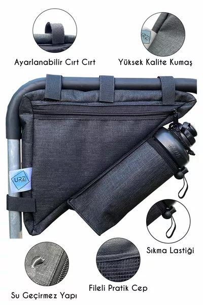 Sacoche de vélo 2 compartiments, étanche, tissu spécial, triangle de cadre avec réservoir d'eau, capacité 2,5 L