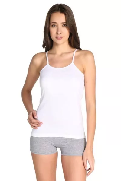 3 женские белые хлопковые майки на бретелях из рибаны // 3 штуки