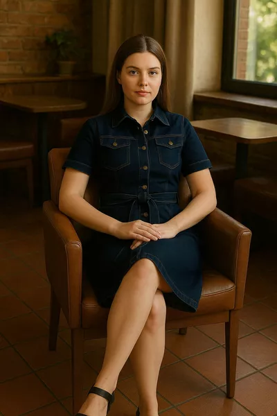 Dames jeansjurk met riem in donkerblauw