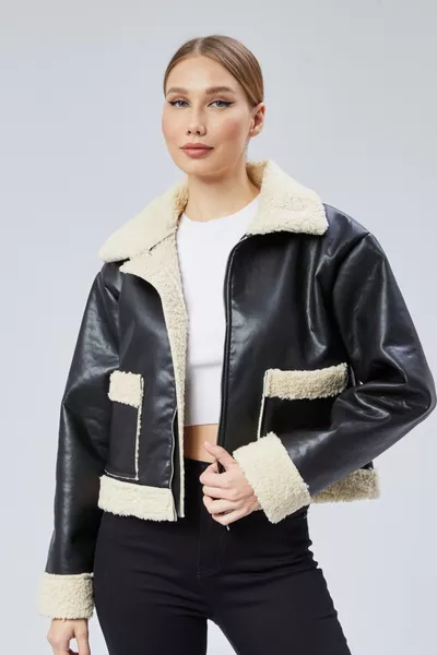 Women's Leather Coat with Fur Lining